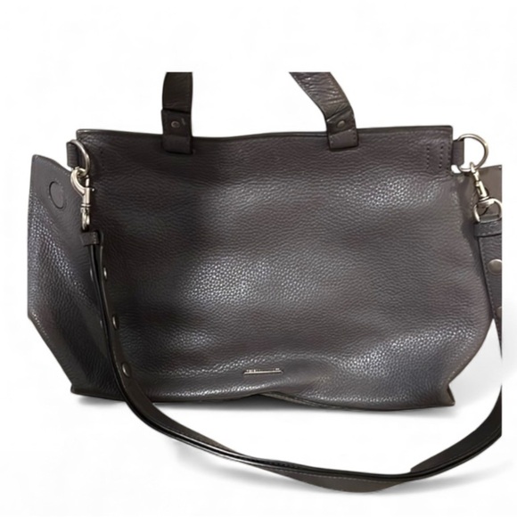 Rebecca Minkoff Medium Keith Leather  & Suede Satchel Grey - Picture 7 of 8